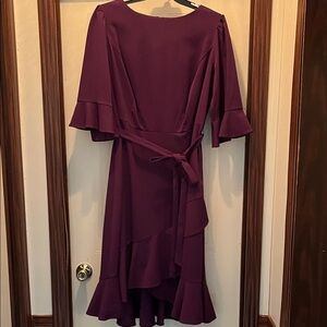 Maison Tara Asymmetrical Dress in Deep Purple